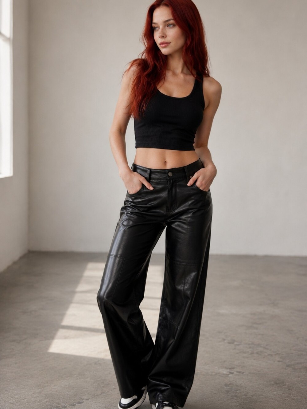 Garage Baggy Faux Leather Pants M Black High Rise Y2K Moto Grunge CC